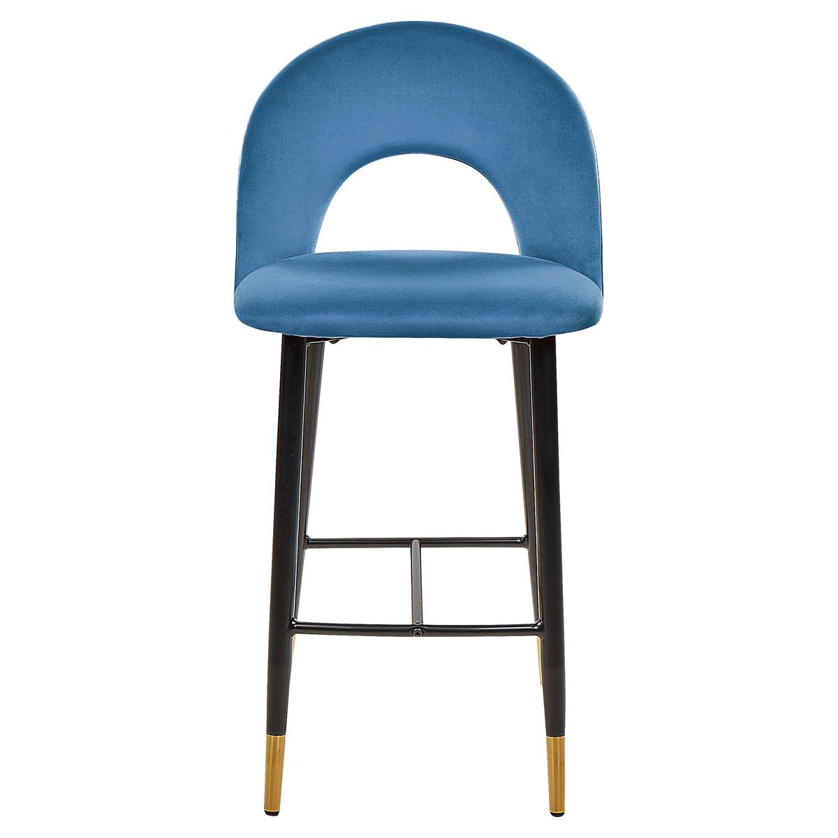 BARSTUHL 2er-Set Samtstoff Blau Falton - Blau, Textil/Metall (48/98/49cm) - Beliani