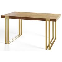RECHTECKIGER Esszimmertisch ROSA, Größe: 160X90X77 cm, Wohnzimmertisch Farbe: CRAFT, mit Metallbeinen in Farbe Gold - Goldfarben/Braun, Holzwerkstoff (160/90/77cm) - Alpi-Möbel