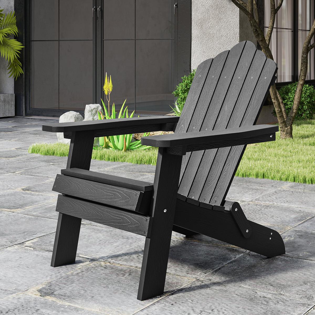 KLAPPSTUHL Schwarz - Schwarz, Metall (92/81/78cm) - COSTWAY