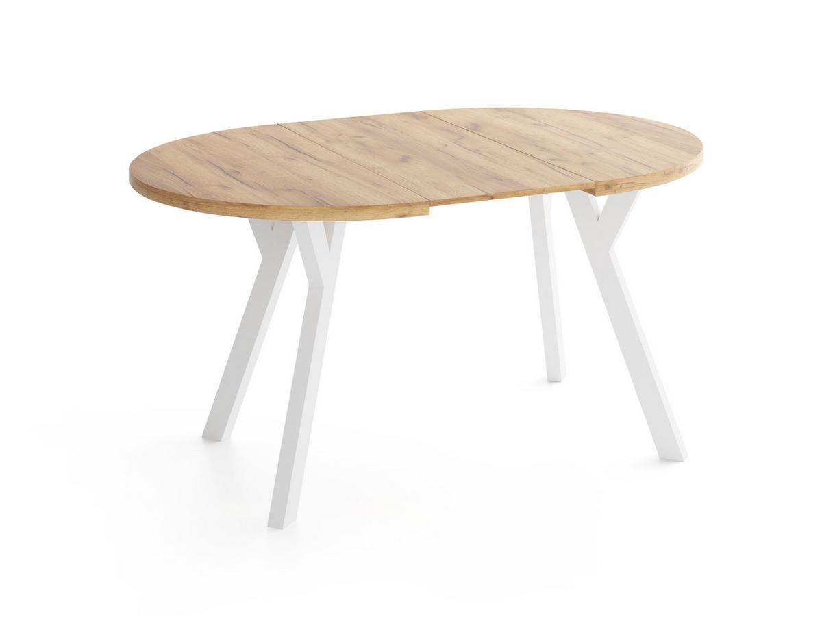 ESSTISCH Vero rund ausziehbar verlängerbar, Eiche Braun 80-130/80/77 cm - Eiche Wotan/Weiß, Holz/Holzwerkstoff (80/130/76.5cm) - WFL GROUP