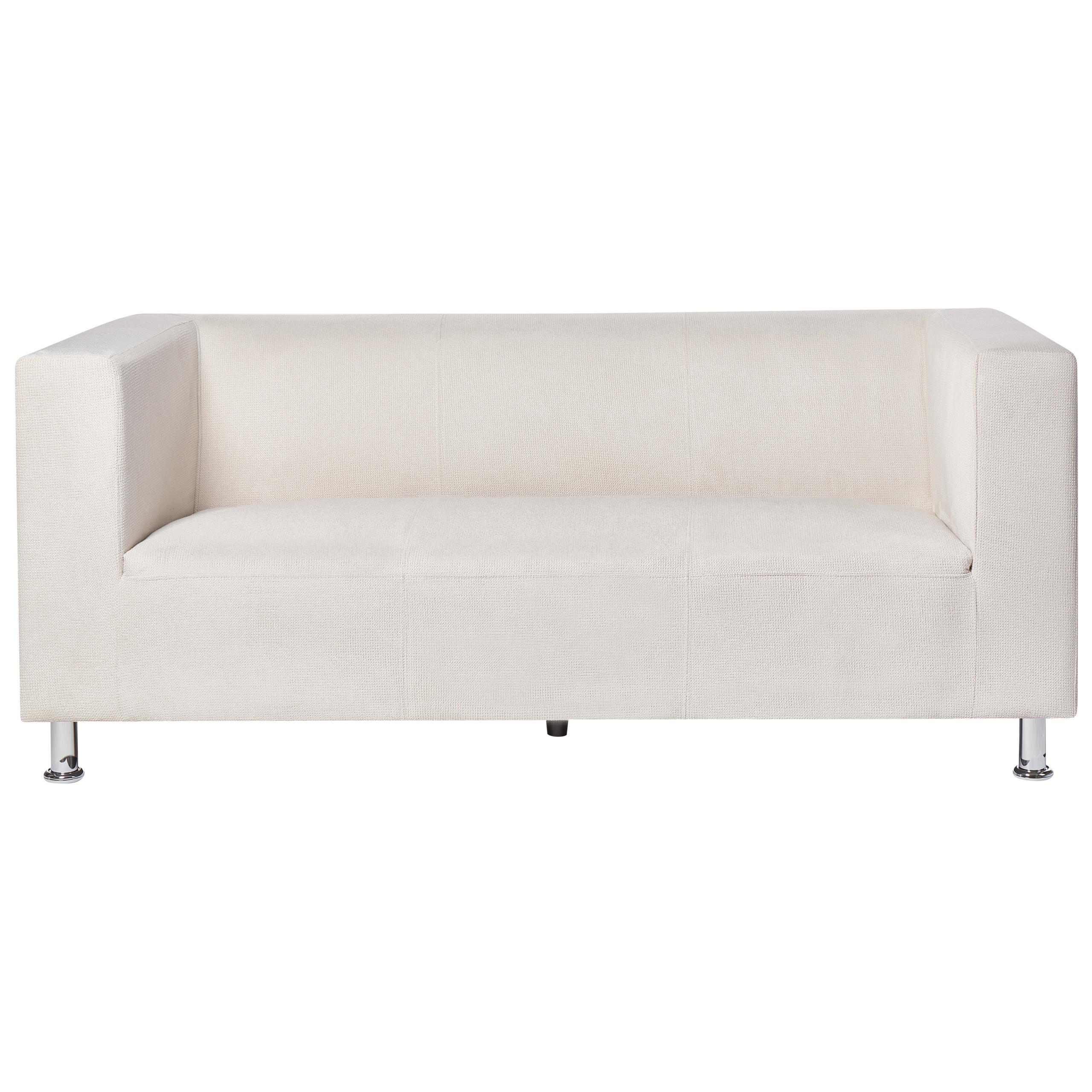3-SITZER-SOFA Stoff cremeweiß Floro - Silberfarben/Weiß, Textil (179/74/83cm) - Beliani