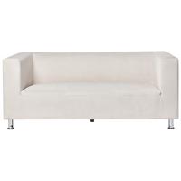 3-SITZER-SOFA Stoff cremeweiß Floro - Silberfarben/Weiß, Textil (179/74/83cm) - Beliani