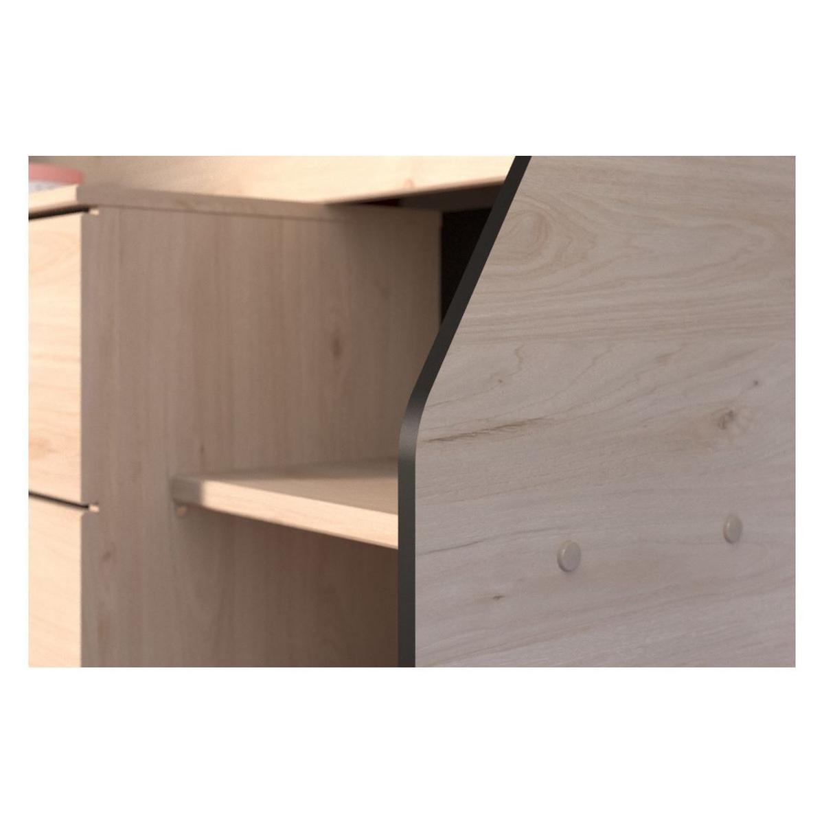 HOCHBETT Parisot Milky 90x200 Holznachbildung Weiß/Japanische Eiche - Eichefarben/Schwarz, Kunststoff (90/200cm) - 58aufmkessel