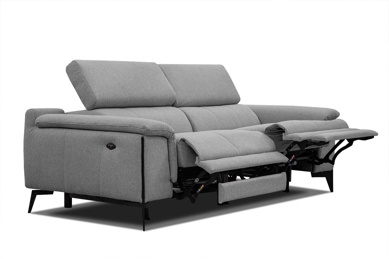 RELAXSOFA MATERA 3-Sitzer mit 2 Relaxfunktionen, grau - Schwarz/Grau, Holzwerkstoff/Textil (212/82/103cm) - Wozimo