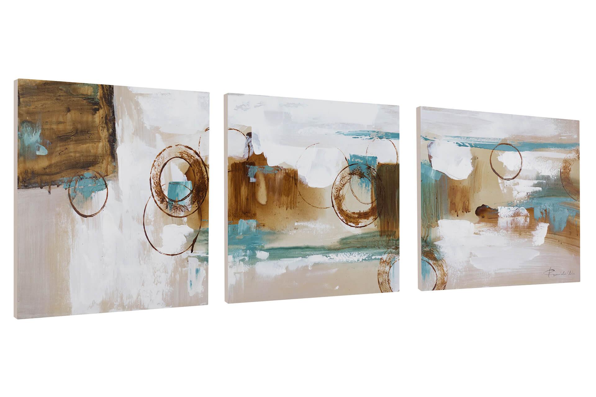 LEINWANDBILD 3-TEILIG Beige 120/40 cm - Beige/Braun, Textil (120/40cm) - KUNSTLOFT