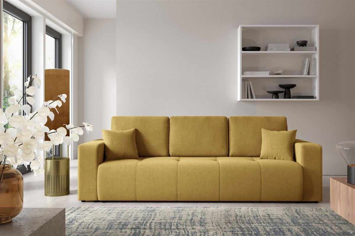 SCHLAFSOFA Augusto - Gelb, Holzwerkstoff/Textil (244/82/102cm) - Fun Möbel