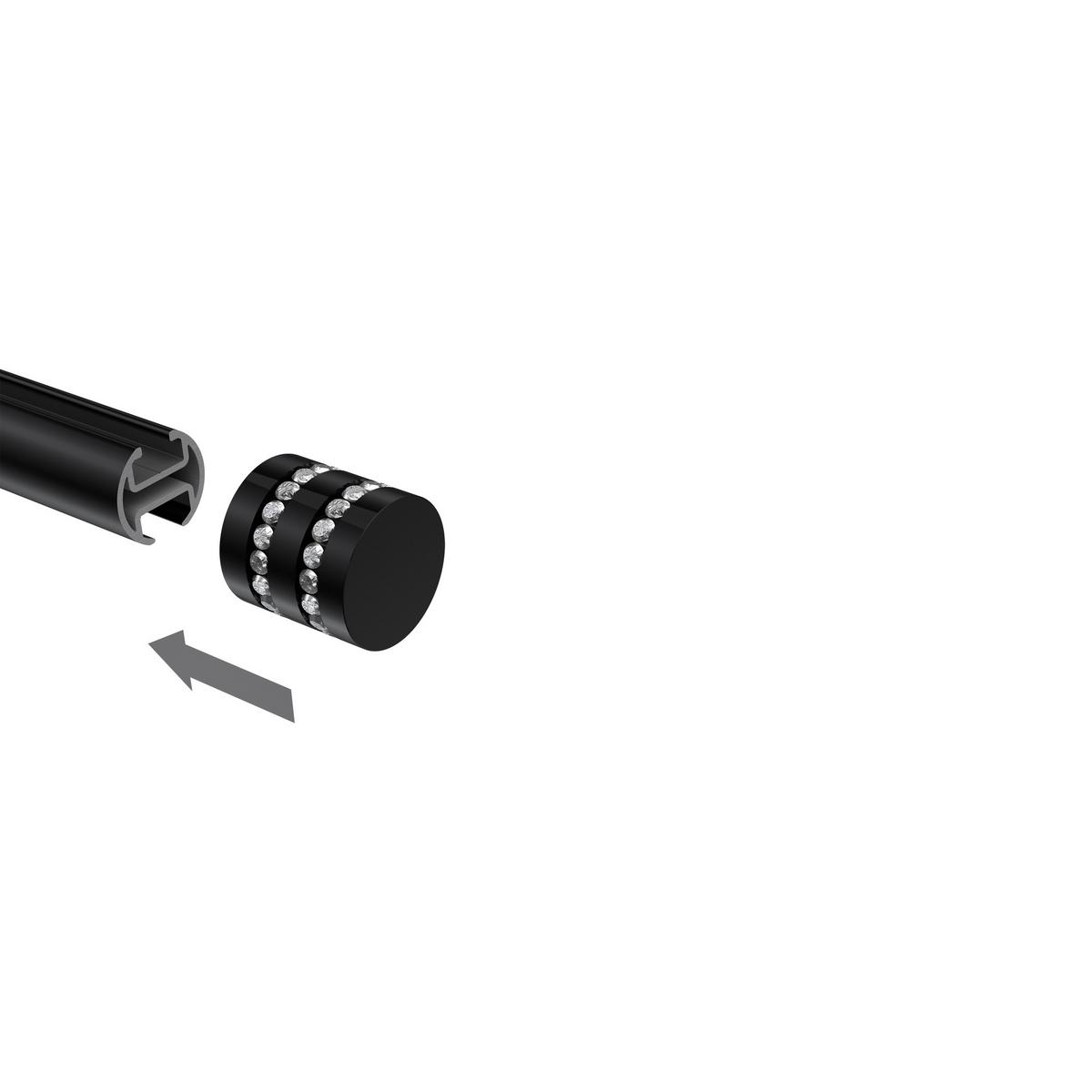 ENDSTÜCKE FÜR GARDINENSTANGEN 20 mm Ø, Estana Schwarz, Packung 2 Stück - Schwarz, Metall (2.6/2.8/2.8cm) - INTERDECO