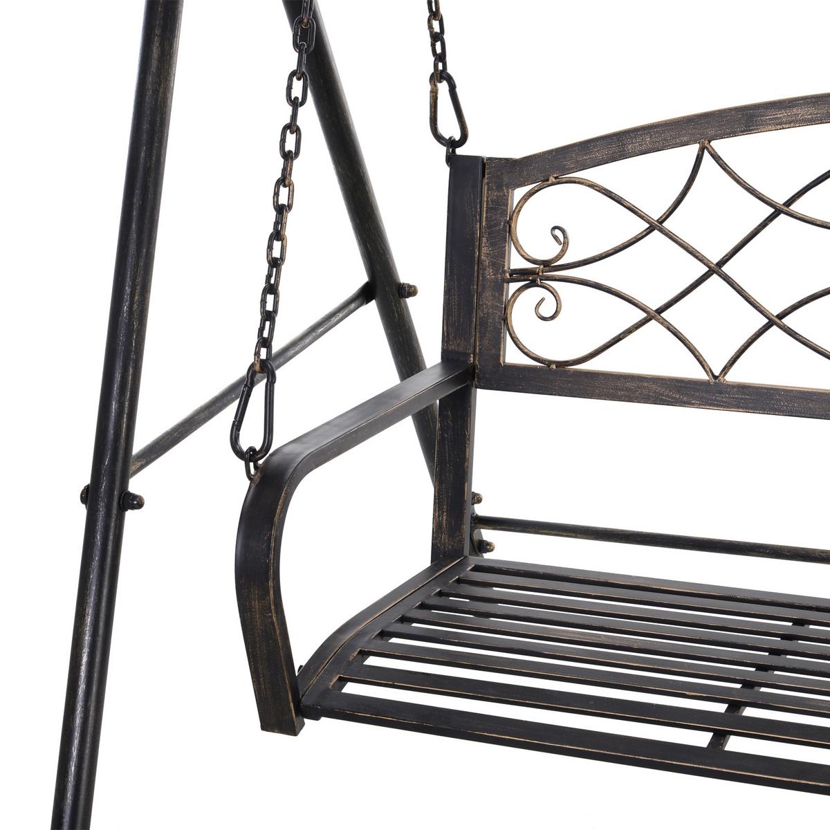 GARTENSCHAUKEL für 2 Personen, Metall, Schwarz mit Goldtönen, 167 x 123 x 175 cm - Schwarz, Metall (123/175/167cm) - Outsunny
