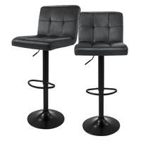 BARHOCKER 2er Set Grau aus Samt höhenverstellbar/drehbar - Schwarz/Grau, Textil/Metall (50/112/45cm) - ML-DESIGN