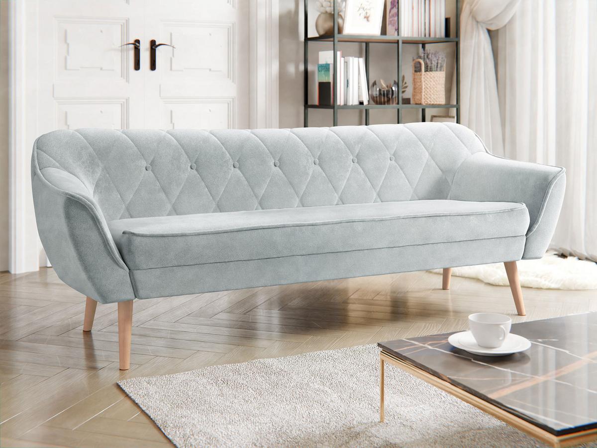 SOFA Skand 3 - Hellgrau/Naturfarben, Holz/Textil (180/75/74cm) - MIRJAN24