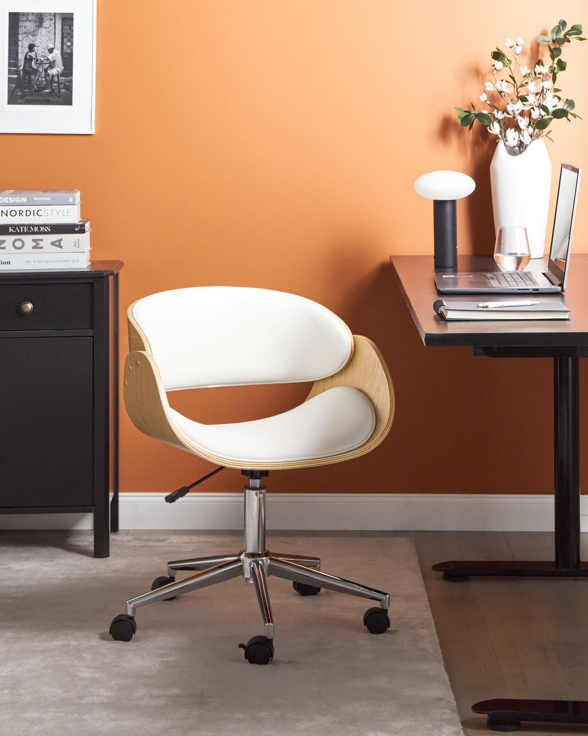 BÜROSTUHL Weiß Palatka - Weiß, Kunststoff (57/74/36cm) - Beliani