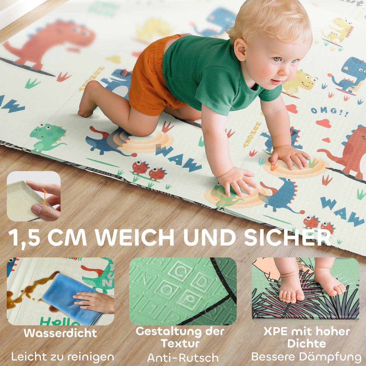 SPIELMATTE aus XPE Mehrfarbig - Multicolor/Grün, Kunststoff (176/196cm) - AIYAPLAY