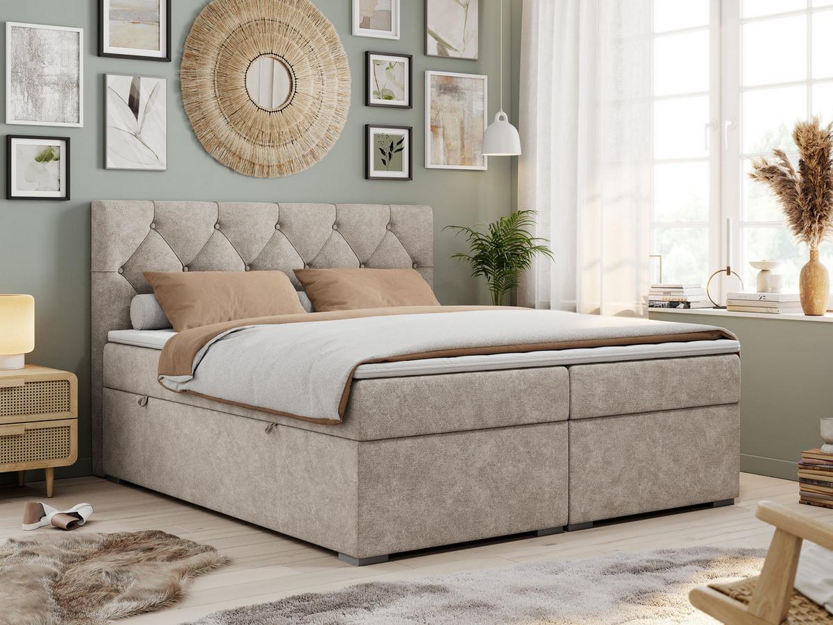 BOXBETT ALDA 140/200 Beige Struktur - H3 - Beige, Holz/Textil (140/200cm) - MKS