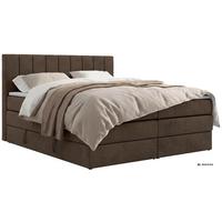 BOXSPRINGBETT ALVER KING 200/200 - Braun Velvet - Topper T25 - H3 - Schwarz/Braun, Kunststoff/Textil (200/200cm) - MKS