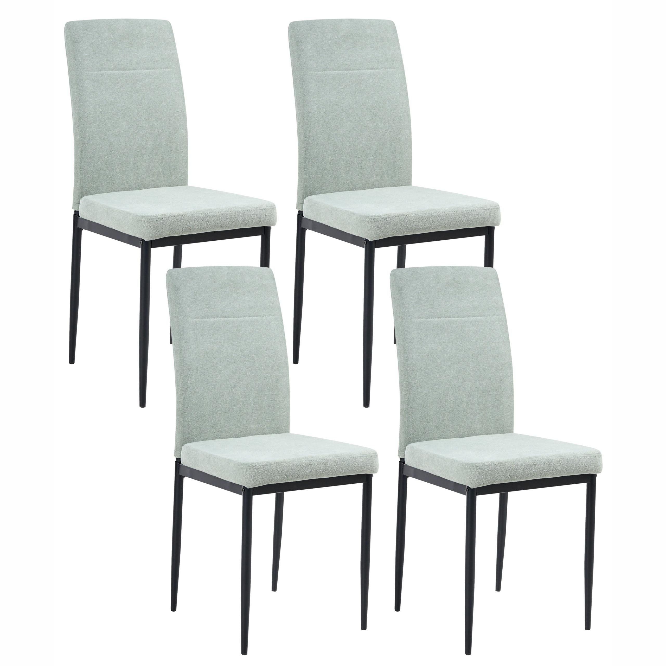 ESSZIMMERSTUHL 4er-Set Hellgrün Riner - Schwarz/Hellgrün, Textil (42/94/50cm) - Beliani