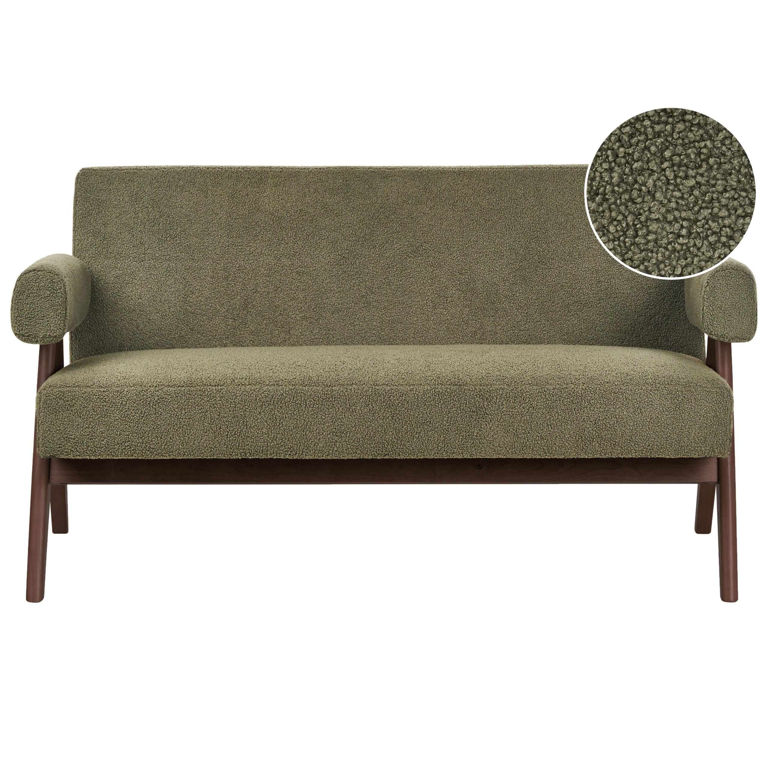 2-SITZER-SOFA Bouclé Grün/Dunkelbraun Tamre - Braun/Grün, Textil (148/79/78cm) - Beliani