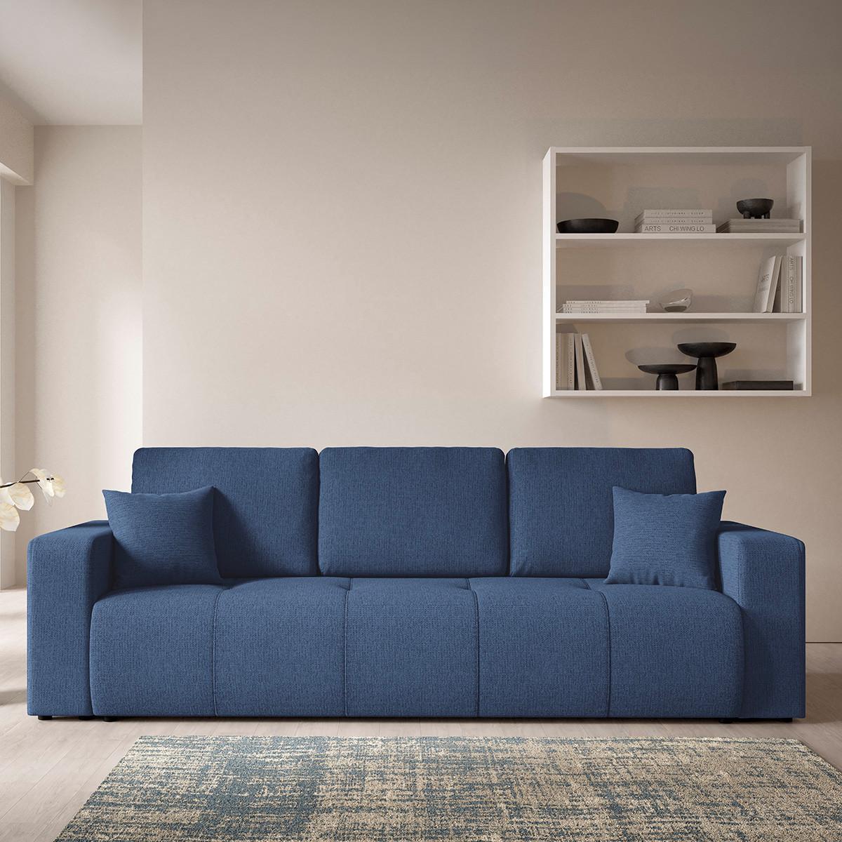 SOFA Vasco 3 Sitzplätze Blau - Blau, Holz (244/86/92cm) - Petits-meubles