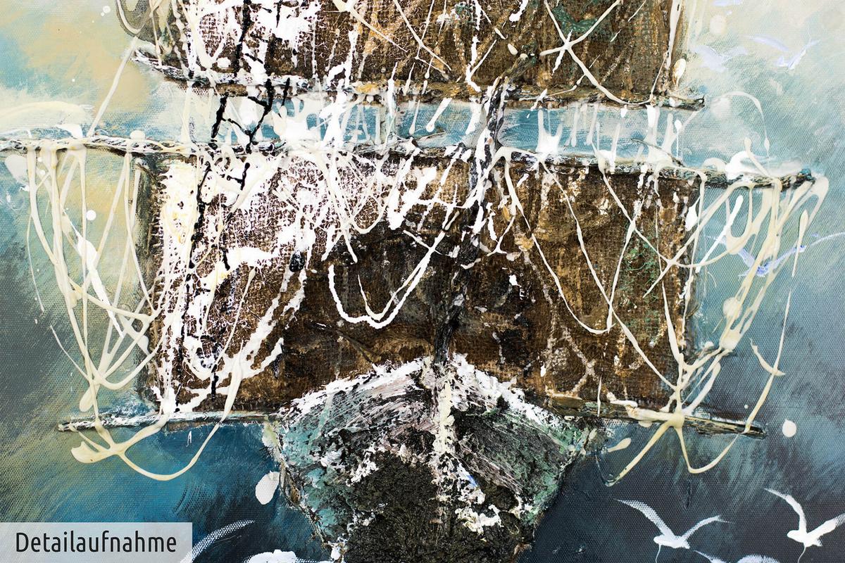 ACRYLBILD HANDGEMALT 60/90 cm - Blau, Holz/Textil (60/90cm) - KUNSTLOFT