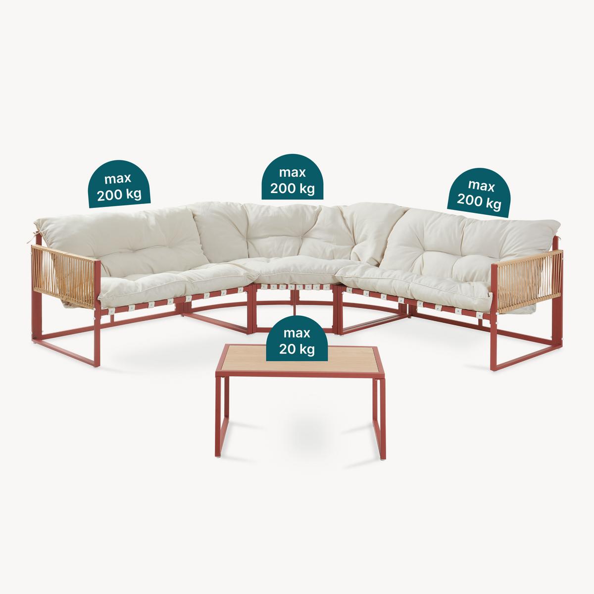GARTENMÖBEL-SET 4 TLG. Karg - Eichefarben/Beige, Kunststoff/Metall - casa.pro