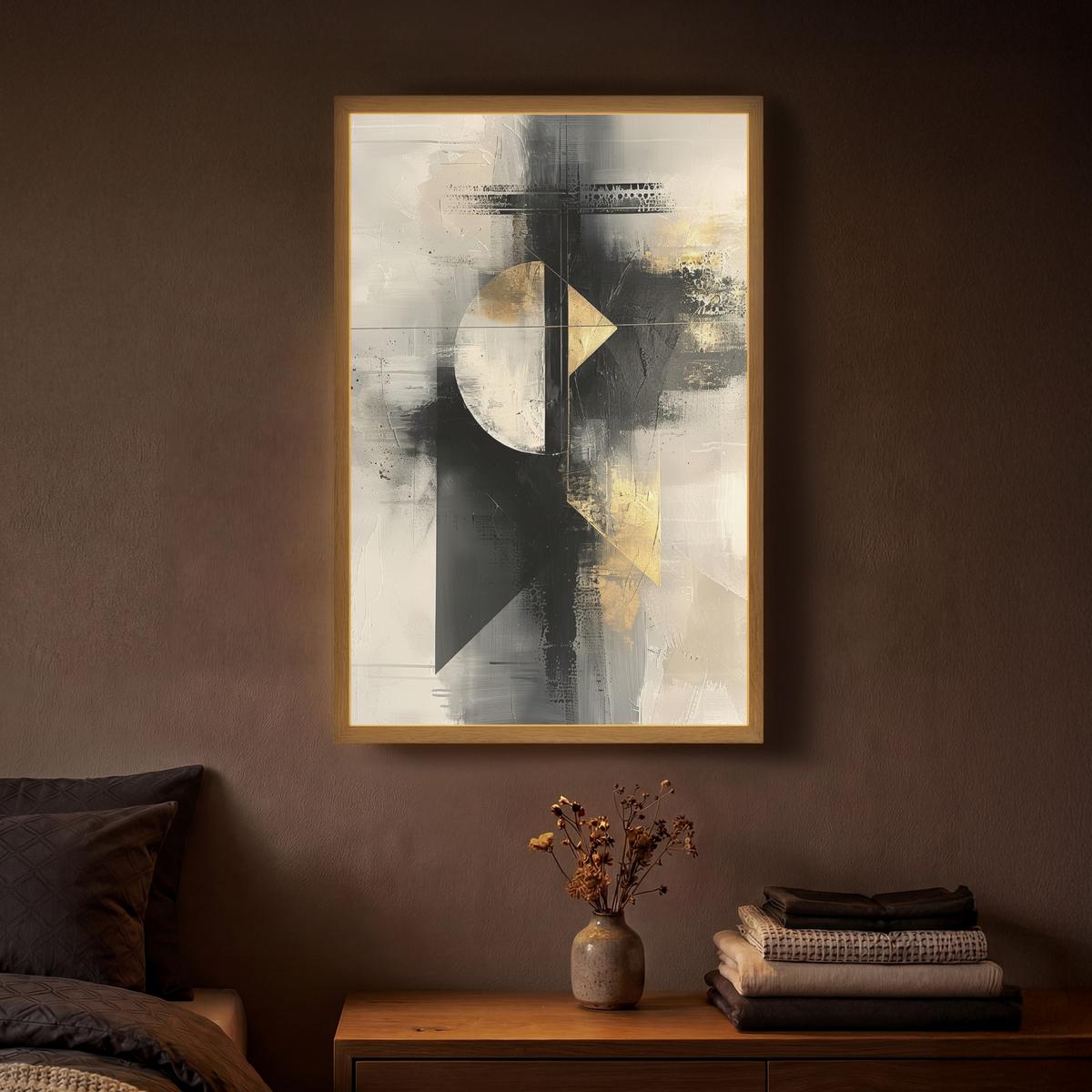 WANDLEUCHTE MIT AKKU Abstrakt - Schwarz - Farbe - Modern 40x60 cm - Grau, Holzwerkstoff (40/60/8cm) - OnlyWow