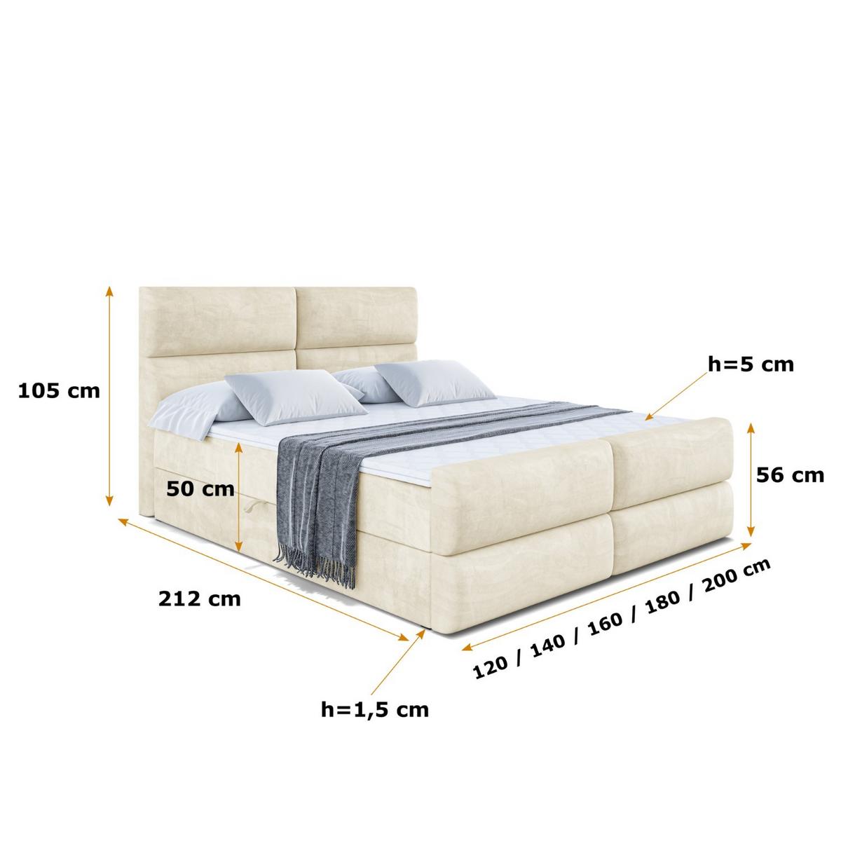 BOXBETT BOXI3-Z - 180x200 cm - H3 - Beige - Beige, Holzwerkstoff (180/200cm) - ALTDECOR