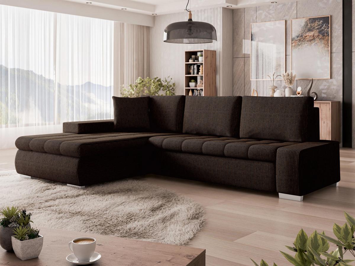 ECKSOFA Orkan Mini Cord - Nussbaumfarben, Holz/Textil (265/185cm) - MIRJAN24