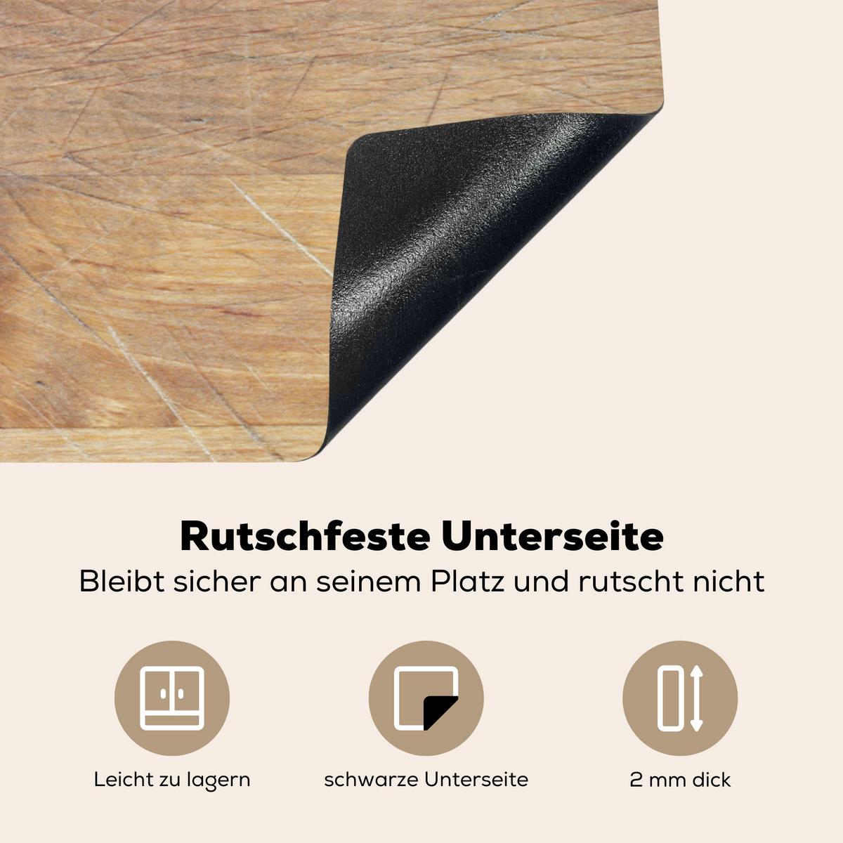 HERDABDECKPLATTE Holz - Löffel - Braun - Smiley Abdeckung Ceranfeld 81.2x52 cm - Hellbraun, Kunststoff (81.2/52/0.2cm) - MuchoWow