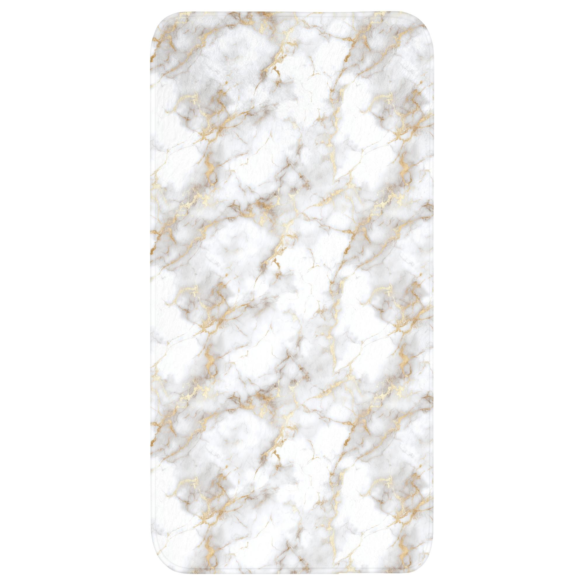 BADEMATTE Goldene Adern - Marmor - Weiß Badteppich 60x120 cm - Weiß, Textil (60/120cm) - OnlyWow