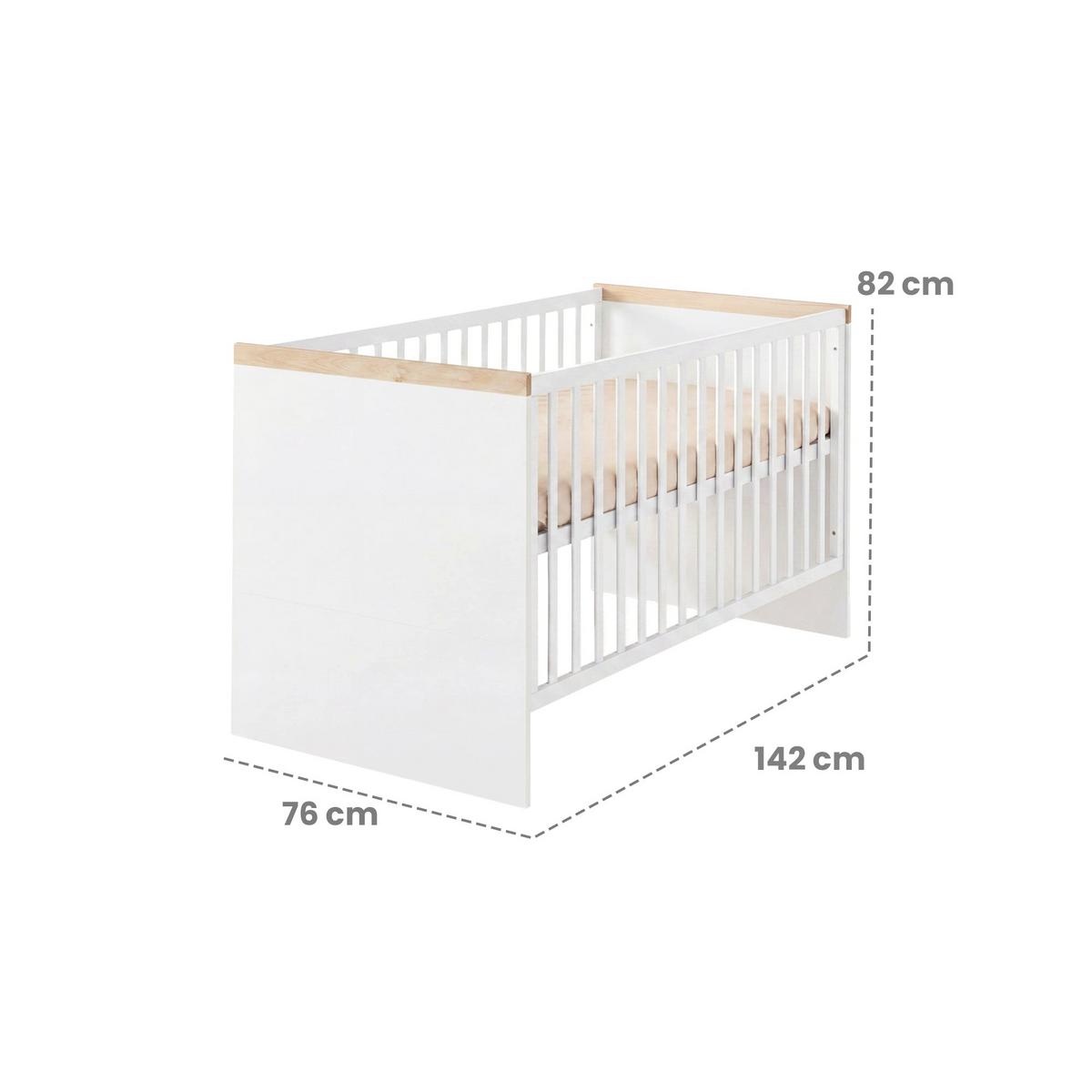 KINDERBETT Jimmy Weiß / Eiche - Eichefarben/Weiß, Holzwerkstoff (70/140cm) - Roba