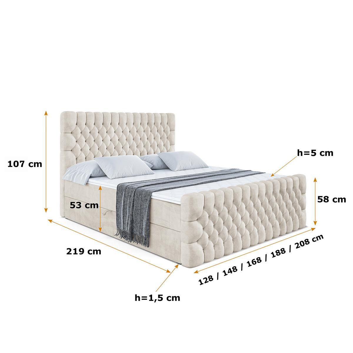 BOXBETT SERENE-Z - 200 x 200 - H3 - Ecru - Ecru, Holzwerkstoff (200/200cm) - ALTDECOR
