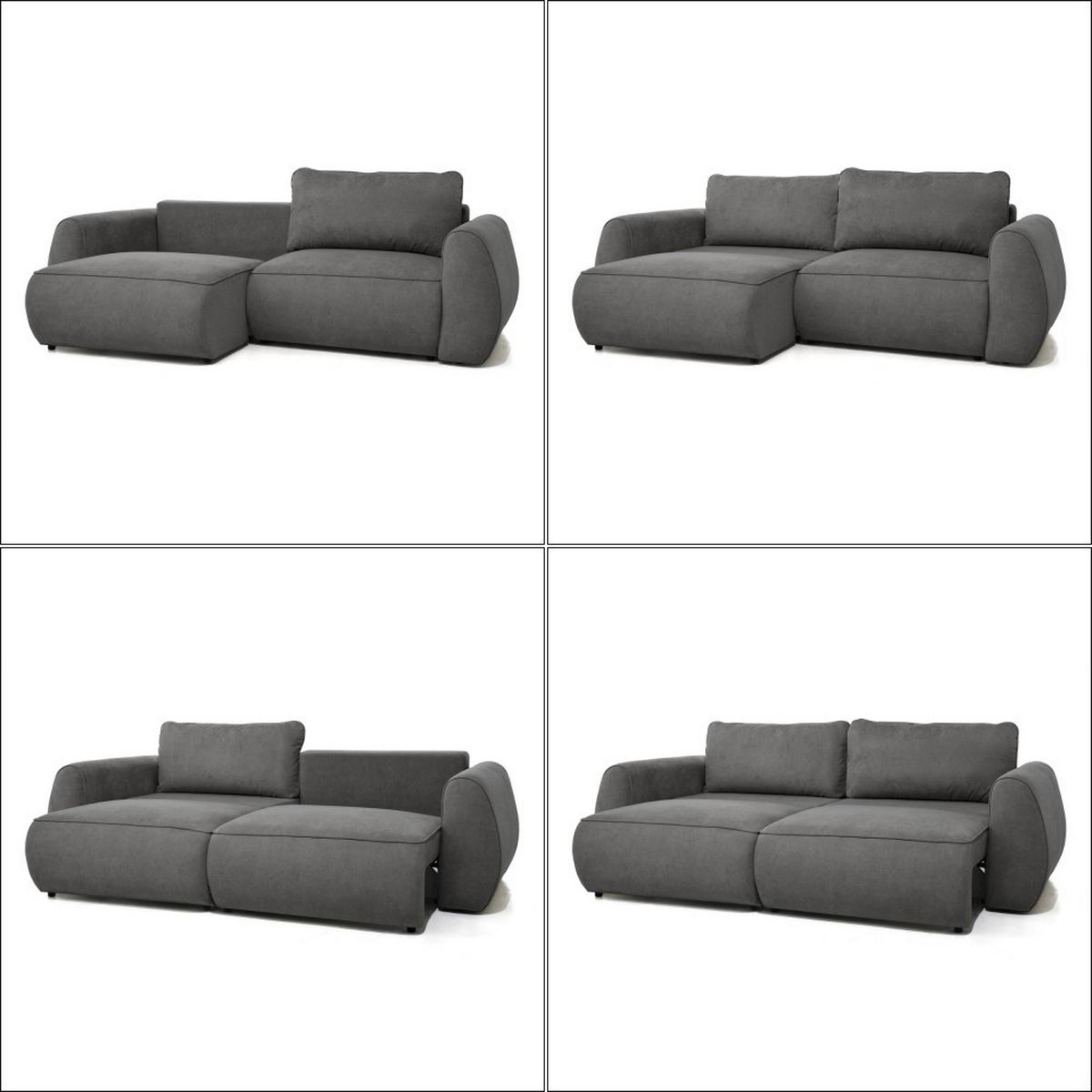 3-SITZER Schlafsofa Bravo mit Eckfunktion, mit zwei Bettkasten, Dunkelgrau - Dunkelgrau/Schwarz, Textil (257/96/110cm) - Beautysofa
