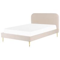 POLSTERBETT 160/200cm Helles Beige Flayat - Beige/Goldfarben, Textil (160/200cm) - Beliani