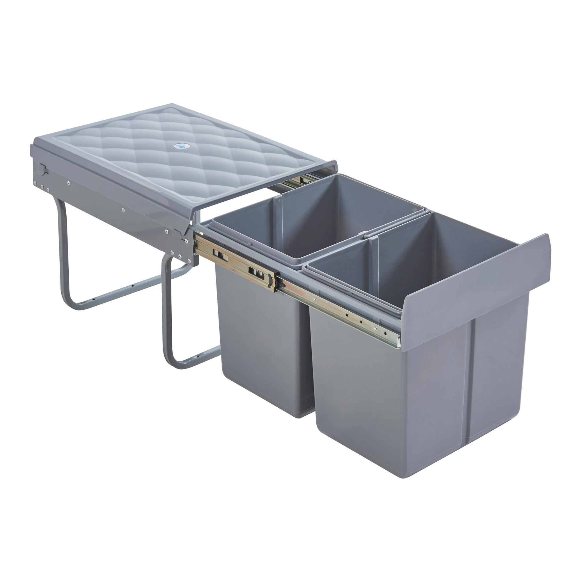 EINBAU-MÜLLEIMER Froland - Grau, Kunststoff/Metall (48/35/34cm) - [en.casa]