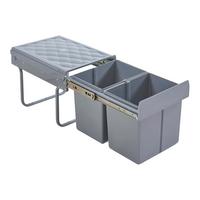 EINBAU-MÜLLEIMER Froland - Grau, Kunststoff/Metall (48/35/34cm) - [en.casa]