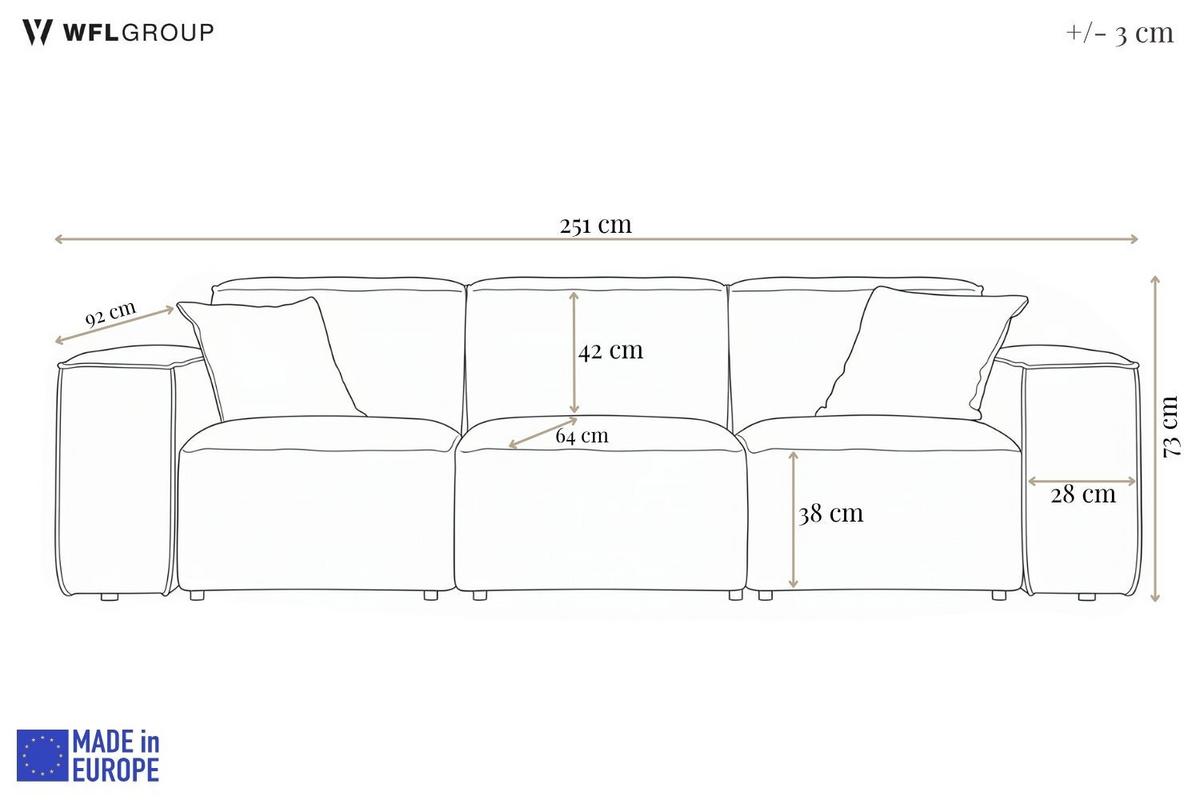 GARTENSOFA Lorento Outdoor 3-Sitzer, Dunkelgrau Kunstleder 251/73/92 cm - Dunkelgrau, Textil (251/73/92cm) - WFL GROUP