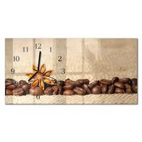 WANDUHR aus Glas 60x30 cm - Kaffeebohnen - Braun, Glas (60/30/0.4cm) - TULUP