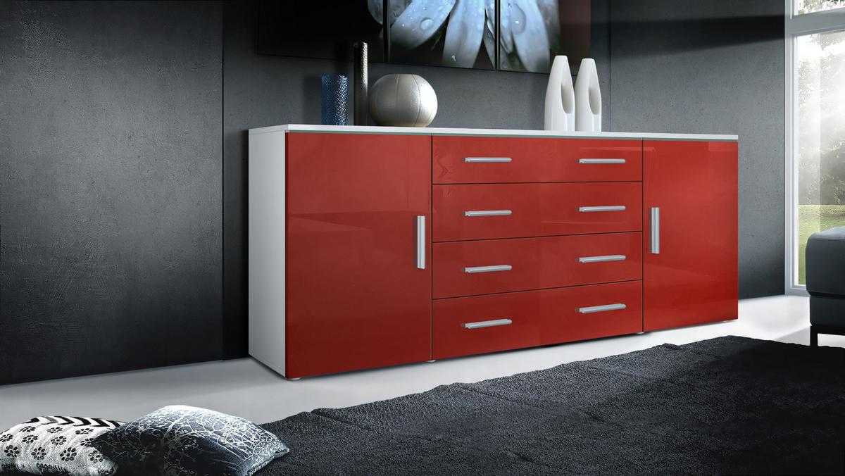 SIDEBOARD Verona Bordeaux Hochglanz - Bordeaux, Holzwerkstoff (166/72/35cm) - Vladon