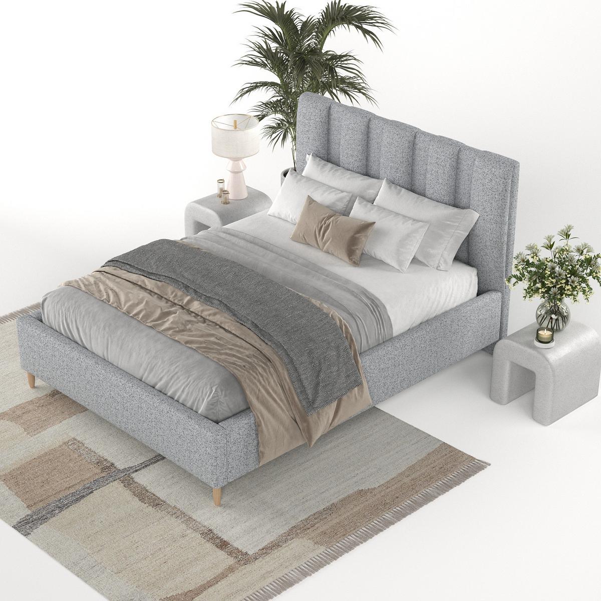 POLSTERBETT Loom 180/200 cm Grau im Riva Stoff - Naturfarben/Grau, Holz/Holzwerkstoff (180/200cm) - AltaBeds