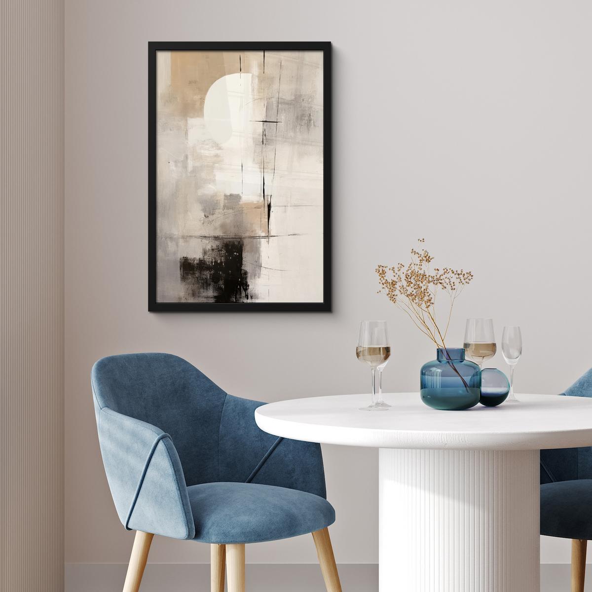 POSTER MIT RAHMEN Abstrakt - Kunst - Grau Bilder mit Rahmen 40x60 cm - Hellgrau, Papier (40/60cm) - MuchoWow