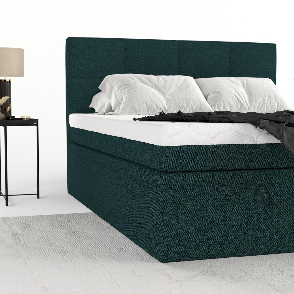 BOXBETT Tessa 180/200 cm Grün im Riva Stoff - Schwarz/Grün, Holz/Holzwerkstoff (180/200cm) - AltaBeds
