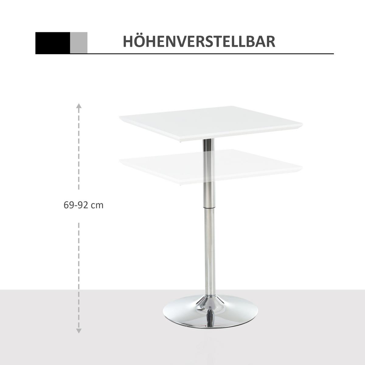BARTISCH, MDF-Platte, Stahl, Weiß - Weiß, Kunststoff (60/60/92cm) - HOMCOM