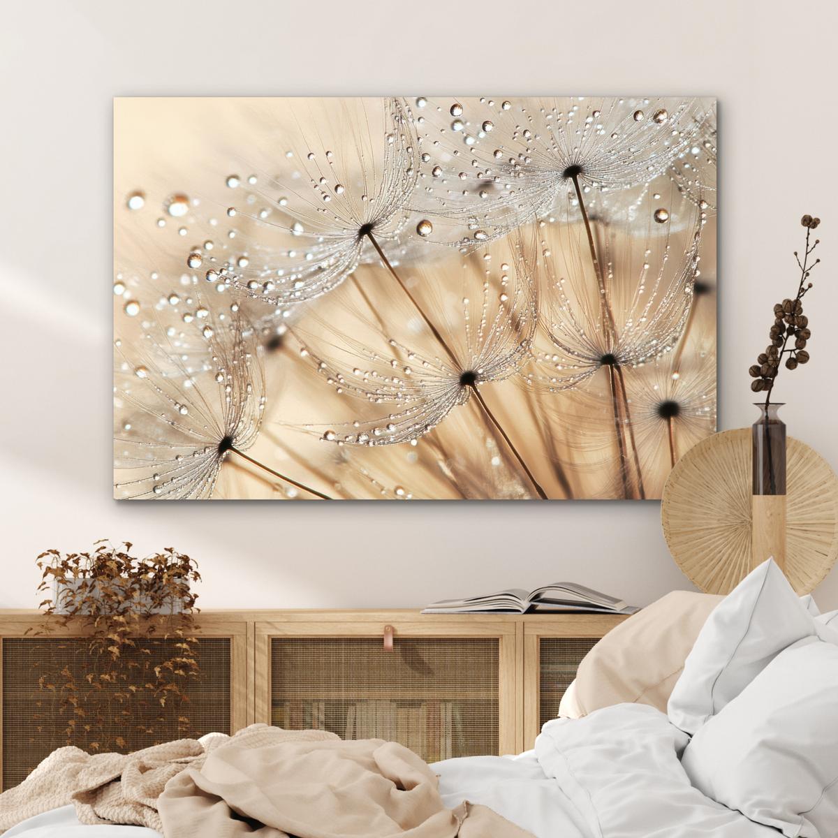 METALLBILD Löwenzahn - Abstrakt - Natur - Beige Deko Groß 120x80 cm - Braun, Metall (120/80cm) - MuchoWow