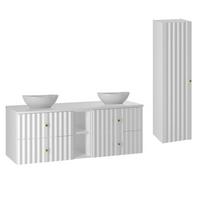 BADMÖBEL 140.6cm Izae 2er-Set Weiß - Weiß, Holzwerkstoff (140.6/52.2/46.5cm) - Petits-meubles
