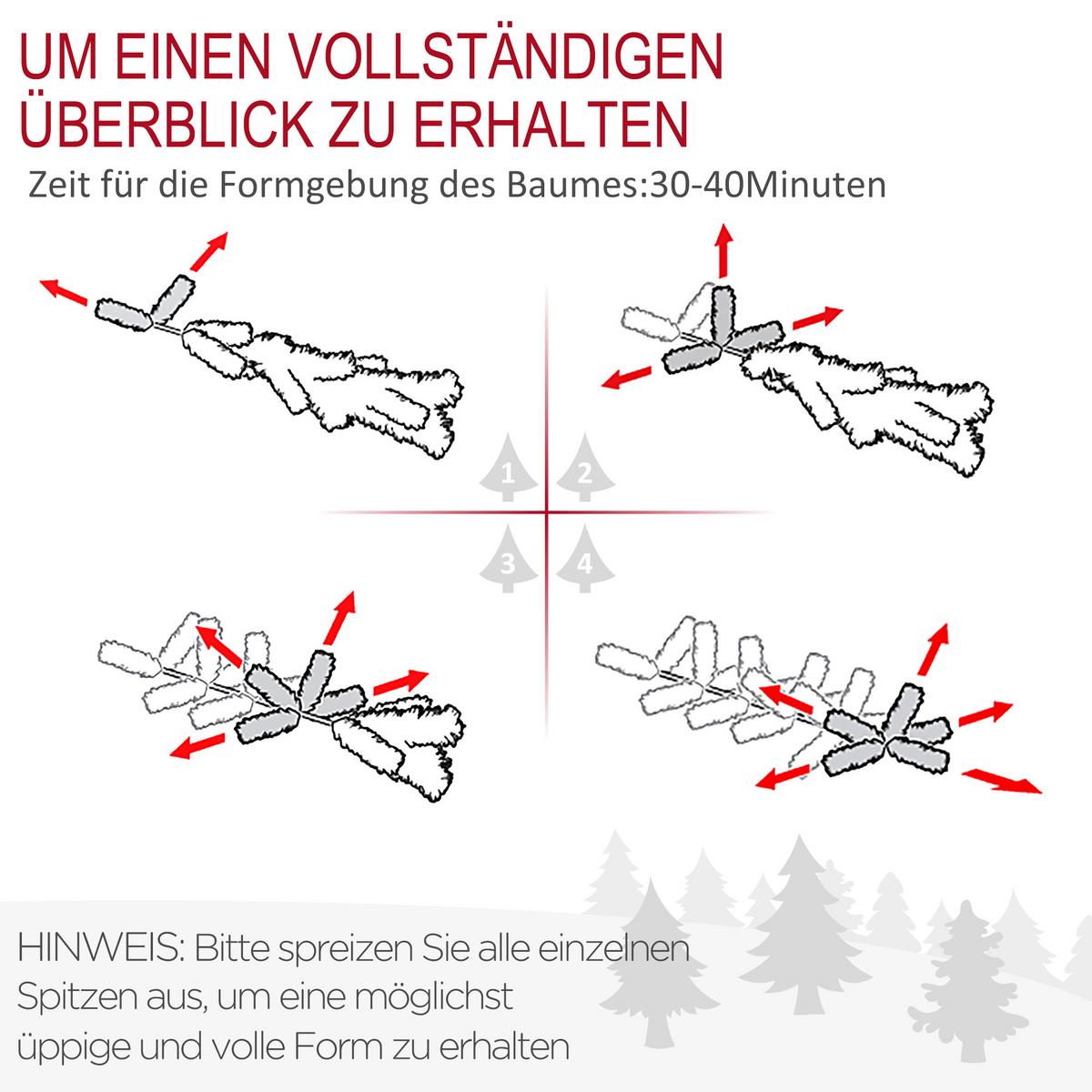 180 cm Weihnachtsbaum Künstlich Naturgetreu Dichte Zweige für Weihnachtsfest - Grün, Kunststoff (180cm) - HOMCOM