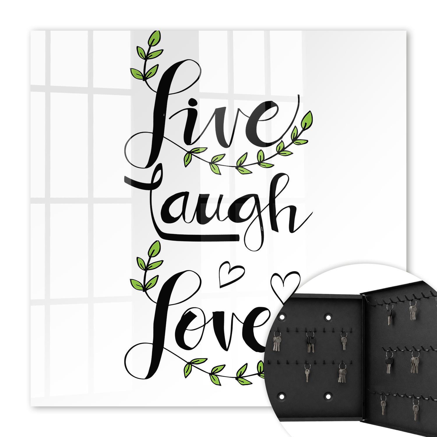 SCHLÜSSELBOX Schwarz 30x30 cm- Türöffnung nach rechts - Positive Typografie - Weiß, Metall (30/30/5cm) - TULUP