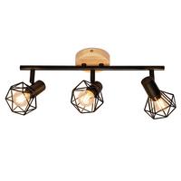 DECKENSTRAHLER Helyvith 42.5/9.2/15.3 cm - Schwarz/Braun, Holz/Metall (42.5/9.2/15.3cm) - ZMH