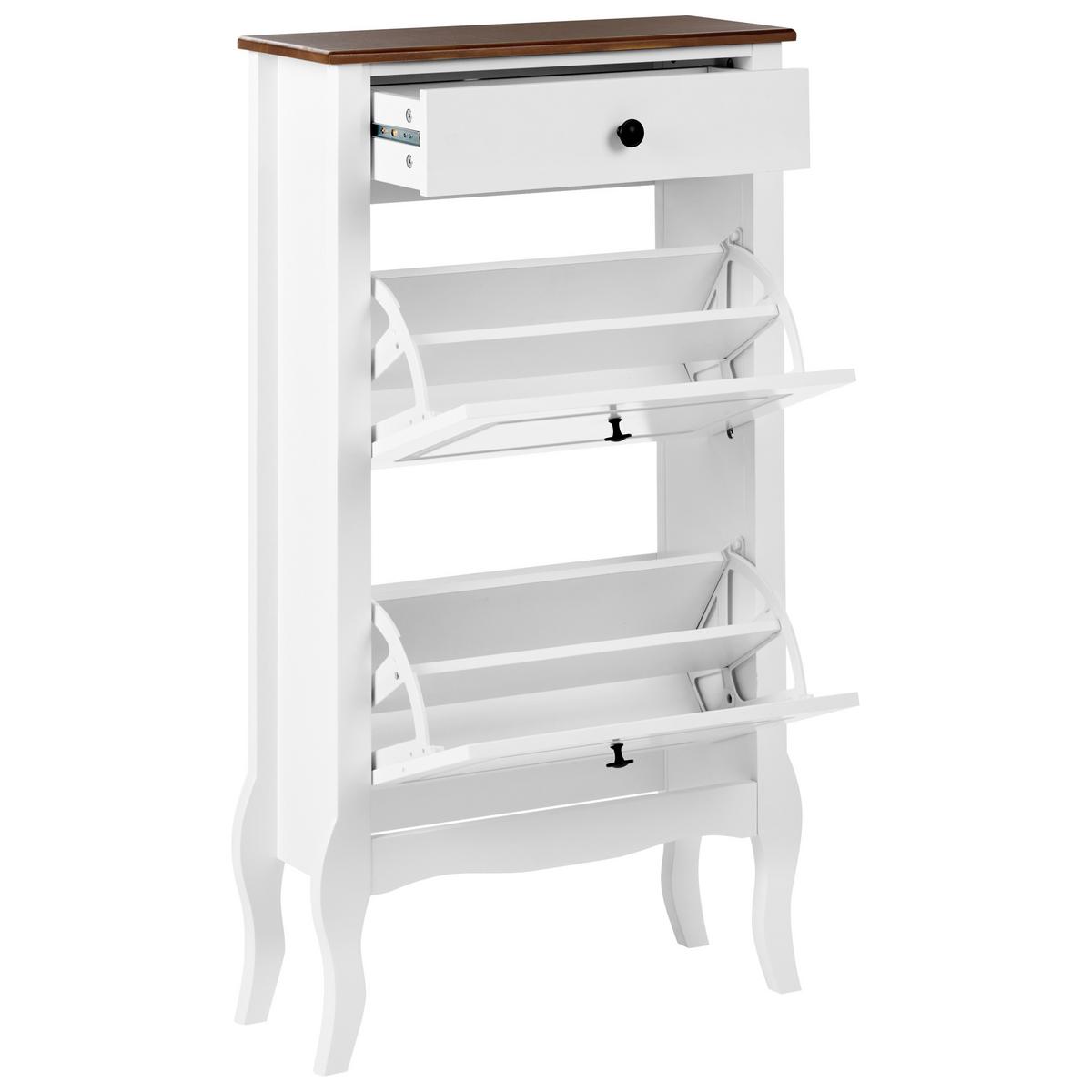 SCHUHSCHRANK Weiß Nundle - Dunkelbraun/Weiß, Holzwerkstoff (60/108/24cm) - Beliani