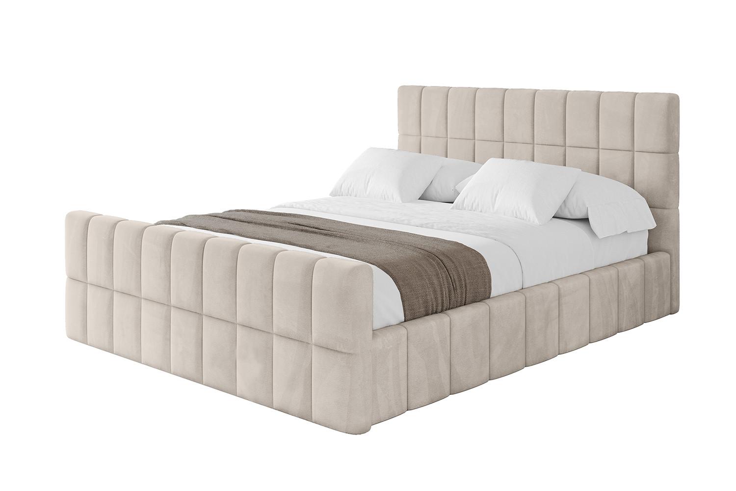 POLSTERBETT mit Bettkasten, Fußteil und Lattenrost, Boxbett mit Matratze H3/H4 - AMEA-Z 180x200 Beige - Beige, Holzwerkstoff/Textil (180/200cm) - ALTDECOR