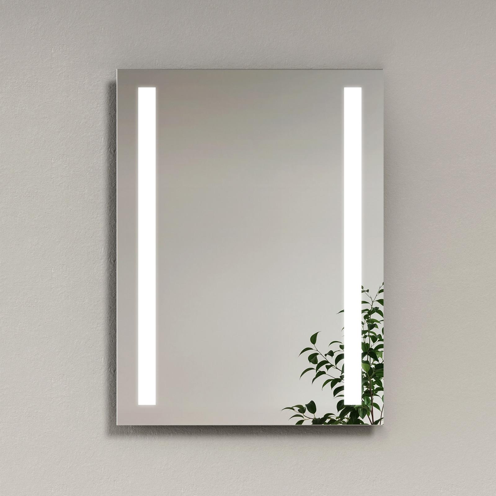 BADSPIEGEL mit Beleuchtung Rechteckig Umweltfreundlicher Silberspiegel 80/60 cm - Transparent, Glas (60/80/3.5cm) - EMKE