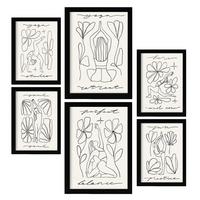 POSTER Set Mit 6 Yoga Musen 4 A3 & A4 Schwarzer Rahmen - Schwarz, Papier (29/3/42cm) - Nacnic